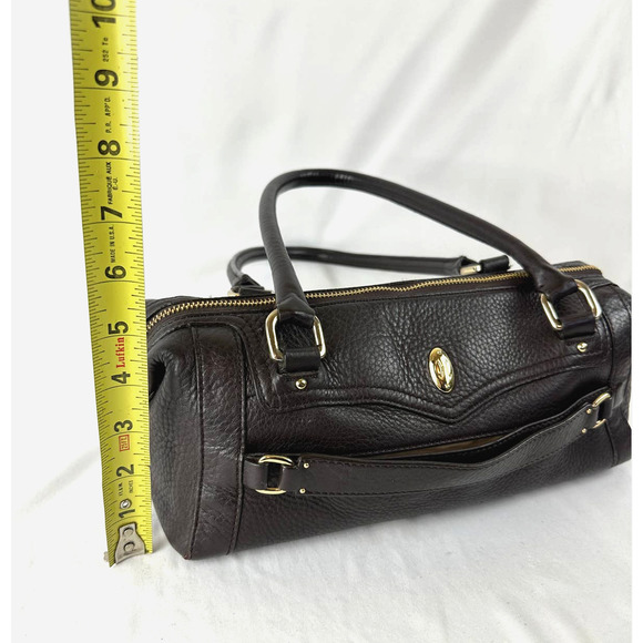 Cole Haan Barrel Satchel Purse Handbag Dark Chocolate Espresso Pebble Leather - Picture 14 of 15